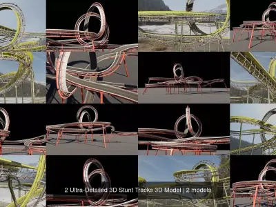 2 Ultra-Detailed 3D Stunt Tracks 3D Model 3D Model Pack