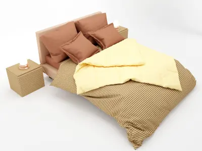 bed collection with stripes 3D model