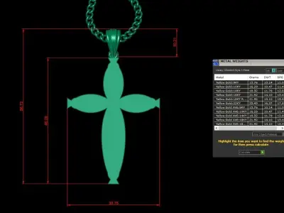 Light Gold 18K Cross Pendant 1CP085 3D print model