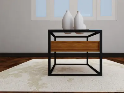  wood and iron coffe table 3D model