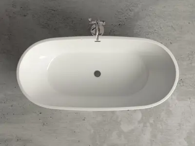 Freestanding oval bathtub with floor-mounted tap 2 3D model