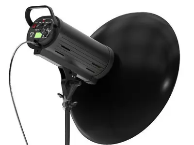 Professional studio strobe with beauty dish 3D model