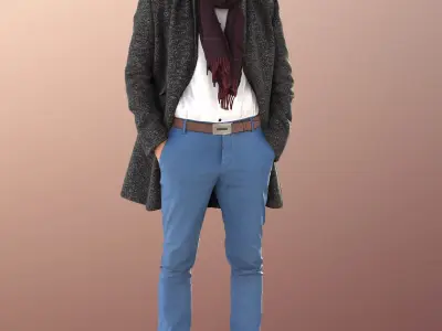 Jason 11308 - Best Ager Business Man in Coat Low-poly 3D model
