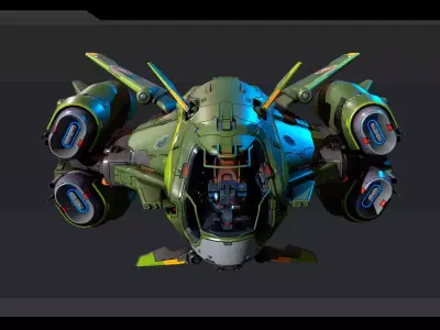SF Corsair Starship  Low-poly 3D model