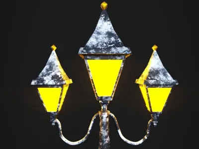 Snowy Victorian Street Lamp Low-poly 3D model