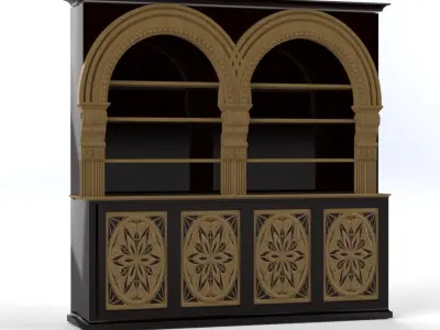 Wooden bookcase 3D model