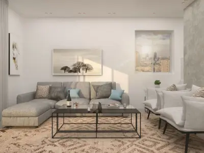 Fully equipped modern living room 3D model