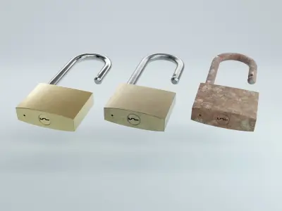 Padlock two metal padlocks 3D model