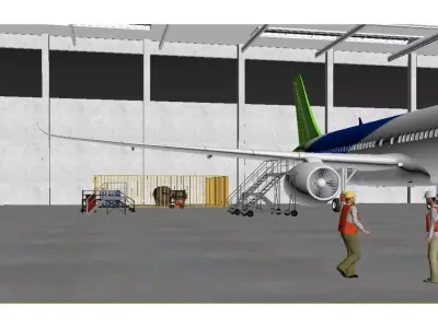 Aircraft Maintenance and Assembly Workshop Low-poly 3D model