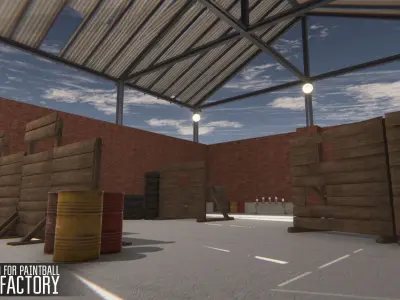 Polygon for paintball - old factory Low-poly 3D model
