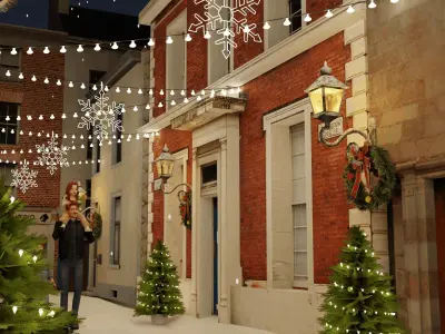 Christmas Street Blender Scene 3D model