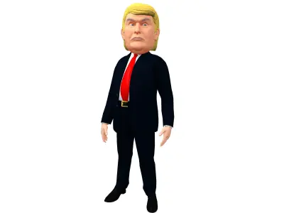 Donald Trump Caricature low poly rigged animated Low-poly 3D model
