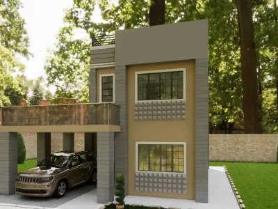 2 story modern house 3D model