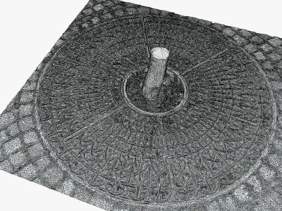 Round metal tree grille grate guard Low-poly 3D model