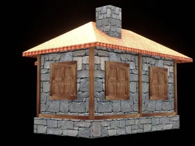 medieval house low poly village town residential game ready 6 Low-poly 3D model