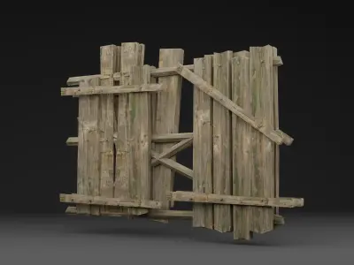 Old Wooden Fence - realistic low poly  Low-poly 3D model