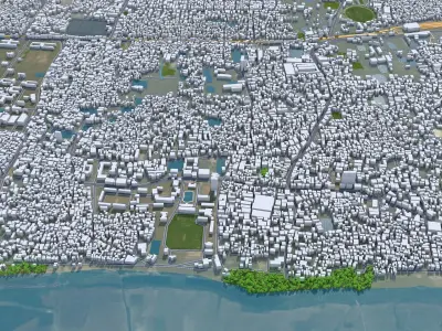 Rajshahi Bangladesh 25km Low-poly 3D model