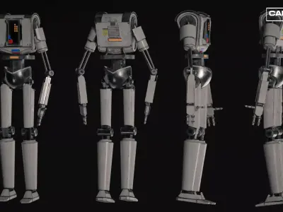 Armored Security Robot NPC Rigged and PBR Low-poly 3D model