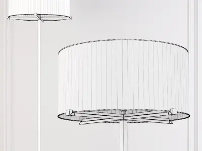 RH PAUILLAC DRUM SHADE FLOOR LAMP Fabric shade and Brass 3D model