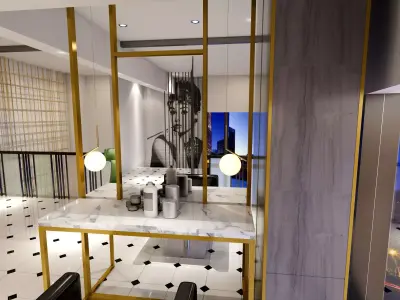 Modern Barber Shop - 3D Model Scene 3D model