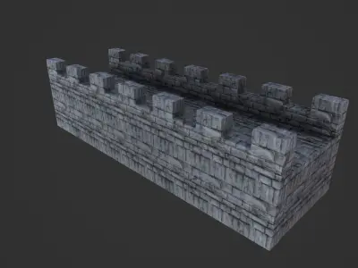 medieval city wall Low-poly 3D model