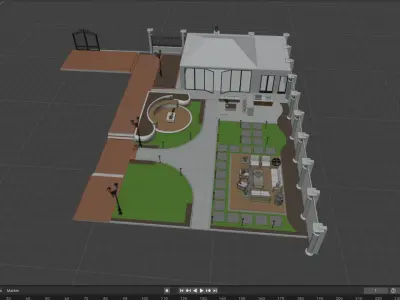 Realistic Garden Outdoor Lounge 3D Model  SketchUp Blender  3D model