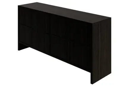 4-Door Wood Cabinet With Geometric Pattern Low-poly 3D model