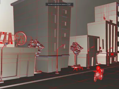 Pizza delivery boy scene city lowpoly pack Low-poly 3D model