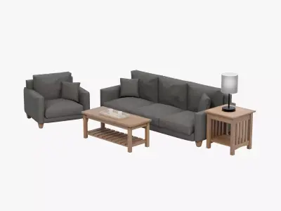 Modern Living Room Furniture Set 3D Model Pack