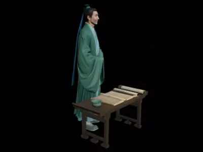 Scholar in ancient China 3D model
