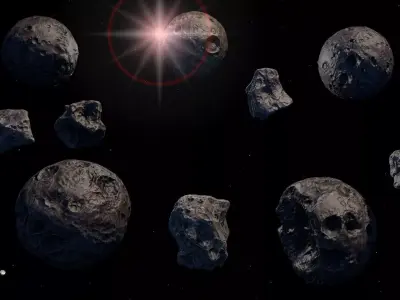 Astroid and Planet Low-poly 3D model