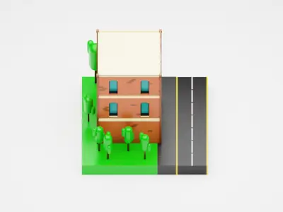 Low Poly Building 01 Low-poly 3D model