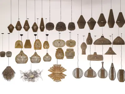 Wabi - sabi Boho pendant light collection 2 3D model