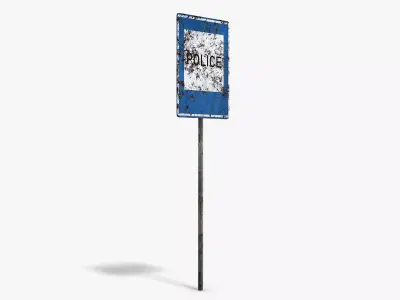 Damaged Police Info Sign Low-poly 3D model
