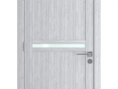Door-061 wooden door with glass panel 3D model