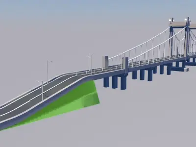 Bridge on night Free low-poly 3D model