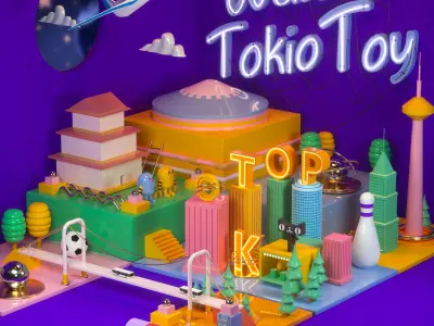 Christmas scene Cartoon city micro city scene 3D model