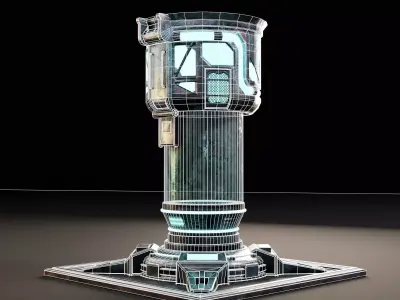 Sci-Fi Cryogenic Stasis Chamber Low-poly 3D model