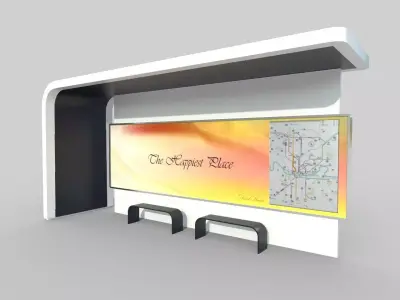 Bus Shelter 05 Low-poly 3D model