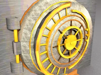 bank vault steel safe box Low-poly 3D model