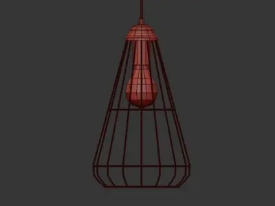 GOLD GEOMETRIC CAGE PENDANT 3D model