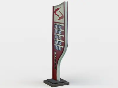 Gas station prices sign Low-poly 3D model