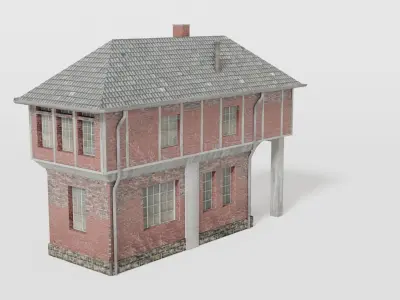 Brick signal tower Low-poly 3D model