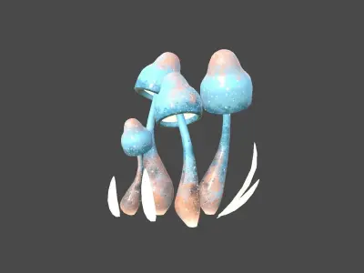 Fantasy Mushroom D05 Blue Orange - Scene Backdrop Design Low-poly 3D model