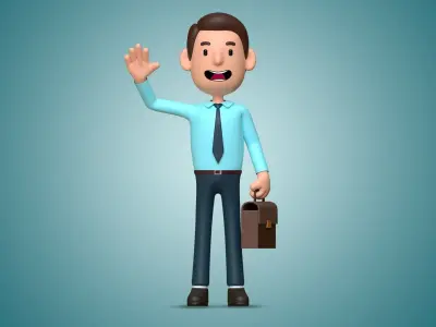 Professional Office Worker Cartoon Character Male 001  Low-poly 3D model