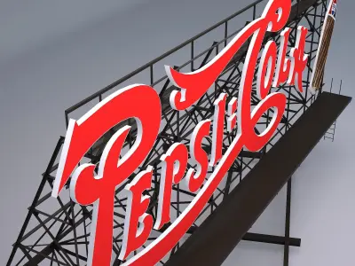 Pepsi Cola Billboard Sign Low-poly 3D model