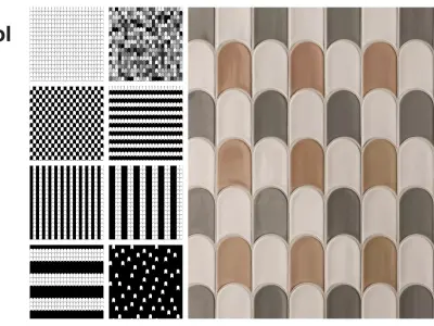 Elongated Crescent Tile in Straight Layout Texture