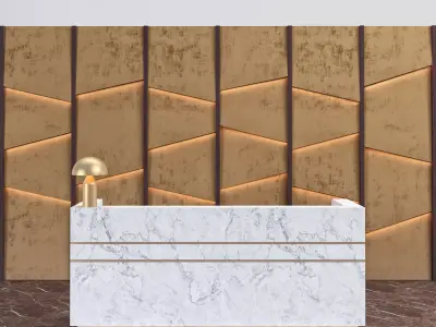 Reception marble desk with gold accents 3D model