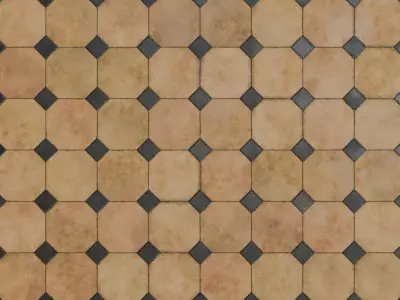 Tuscan Octagon Terracotta Tiles PBR Seamless Texture