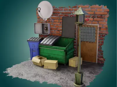 Wall and Street Lighting Props Semi Realistic Low-poly 3D model
